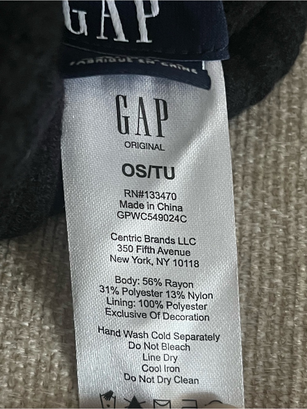 GAP Black Ribbed Fold-Over Beanie - Picture 3 of 3